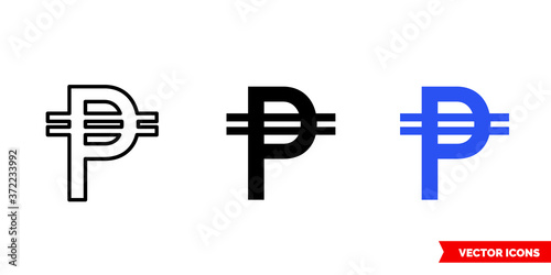Cuba peso icon of 3 types color, black and white, outline. Isolated vector sign symbol.