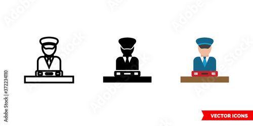 Customs icon of 3 types color, black and white, outline. Isolated vector sign symbol.