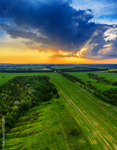 Fototapeta Naklejka Na Ścianę i Meble -  Rural summer sunset