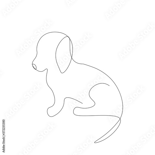 Puppy dog silhouette on white background. Vector illustration