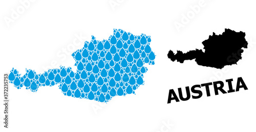 Vector Collage Map of Austria of Liquid Tears and Solid Map