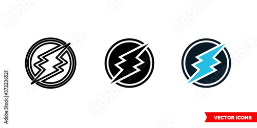 Electroneum cryptocurrency icon of 3 types color, black and white, outline. Isolated vector sign symbol.