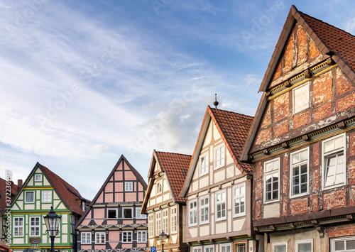 detail view of the beautiful half-timbered houses in Celle in Lower Saxony