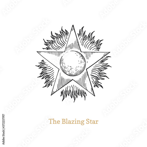 The Blazing Star drawing in vector. Masonic sign.