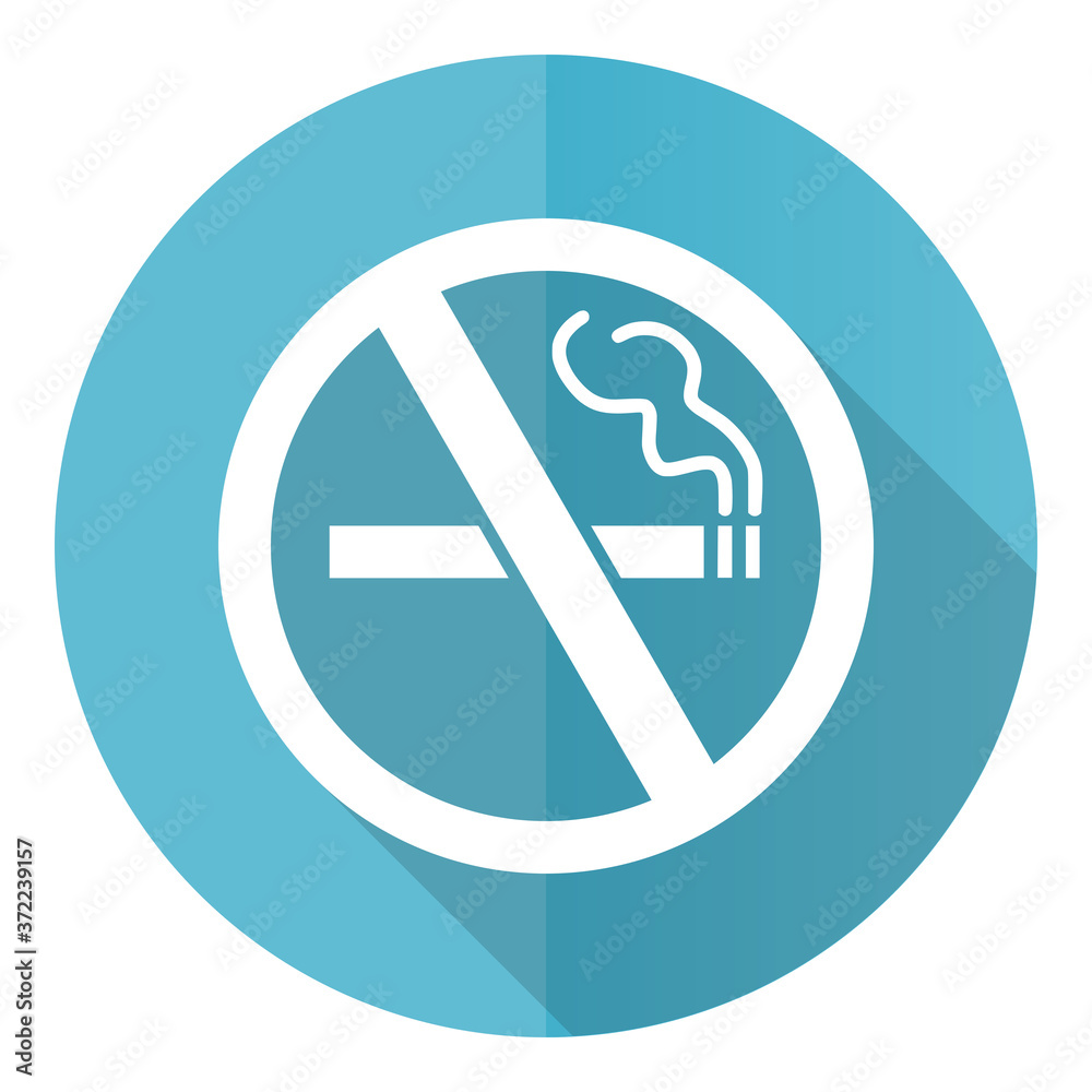 No smoking vector icon, flat design blue round web button isolated on white background No smoking vector icon, flat design blue round web button isolated on white background