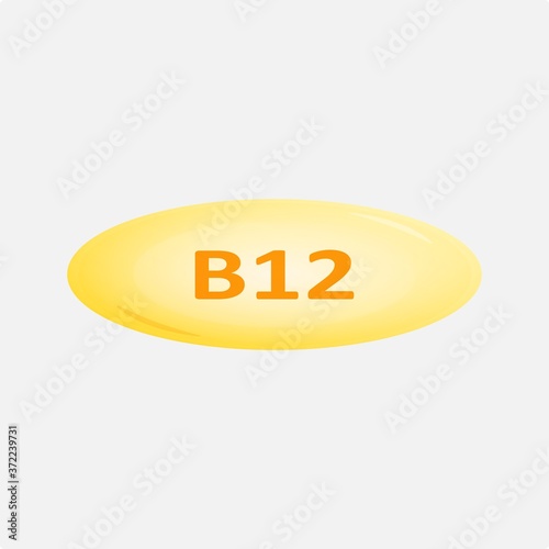 b12 vitamin capsule pill yellow.