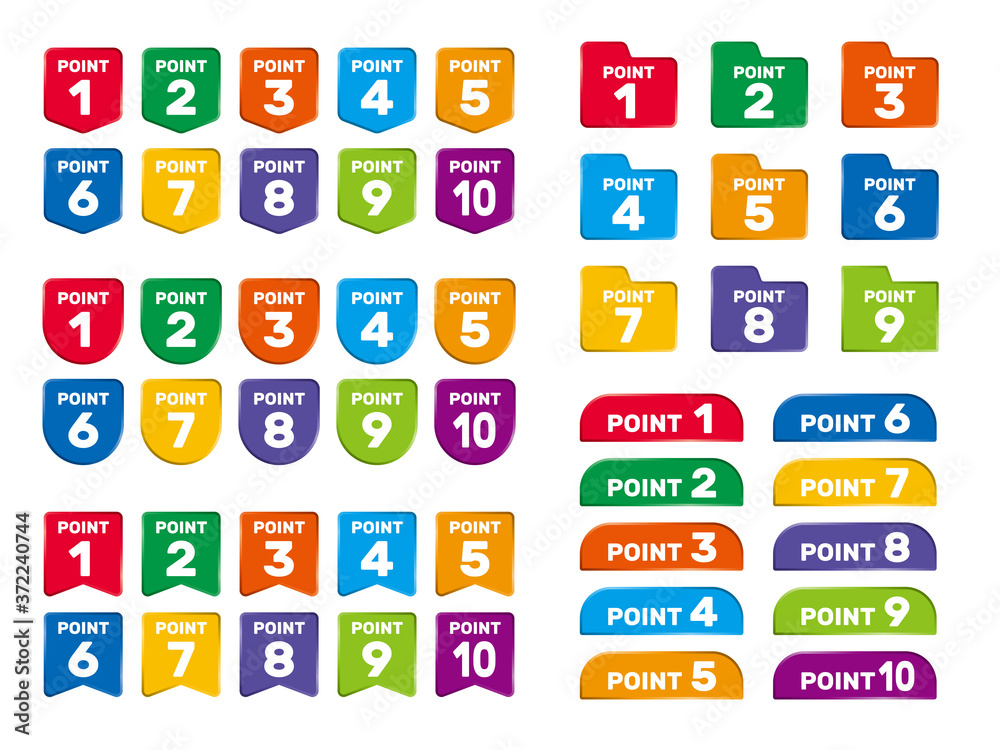 フラッグやフォルダのぷっくりしたワンポイントになる数字のデザイン