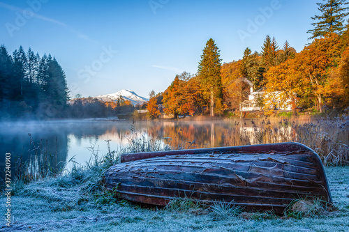 Frosty Late Autumn Morning at Loch Ard, Loch Lomond and The Trossachs National Park.