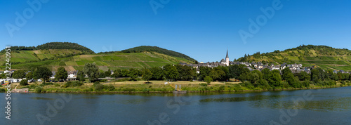 panorama view of the village of Enkirch and RV park in the Mosel Valley
