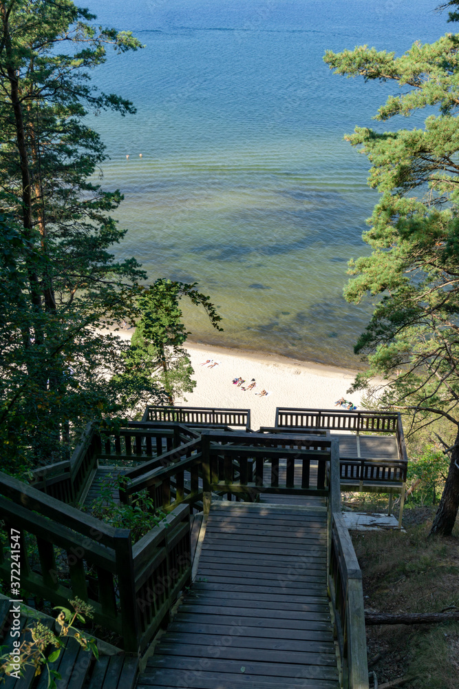 stairs leading to the beach and Baltic Sea from the Kaffeeberg mountain in Wolinski National Park