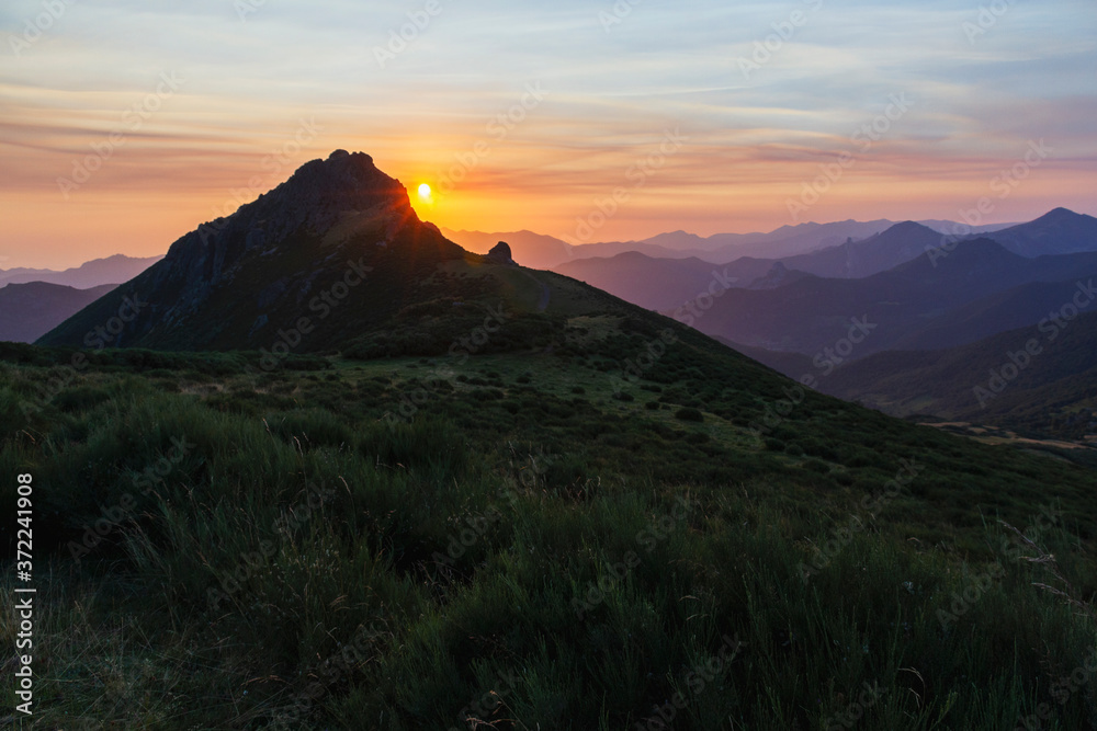 Sunrise in the Picos de Europa in the Llesba lookout