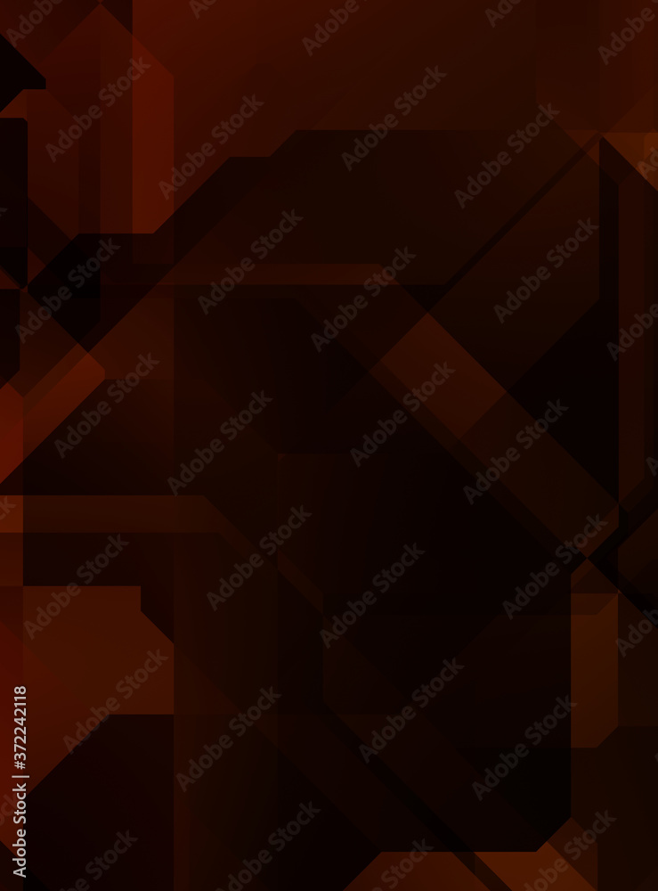 Obraz premium Layers of colorful and vibrant geometrical shapes. Digital illustration of a tech layout. Futuristic design template.
