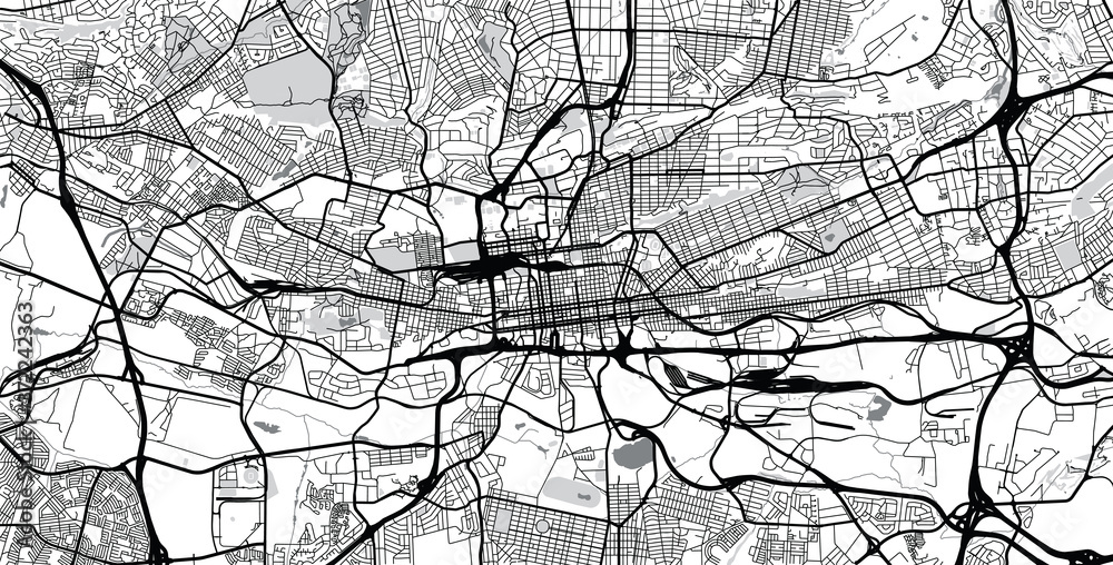Fototapeta premium Urban vector city map of Johannesburg, South Africa