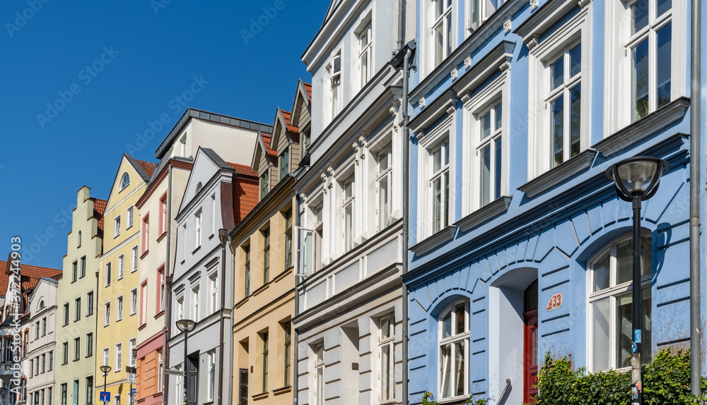 colorful old houses in the old city of Rostock