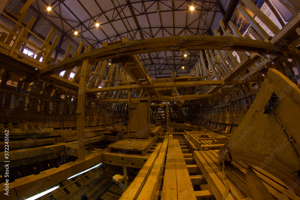 Fototapeta premium St. Petersburg. Cities of Russia. Shipbuilding. Building a ship. Petersburg architecture. Summer in St. Petersburg. Travel across Russia.