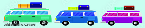 a set of car camper van icon design template with various models. vector illustration