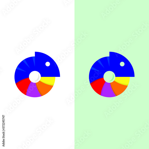chameleon flat character logo template vector eps