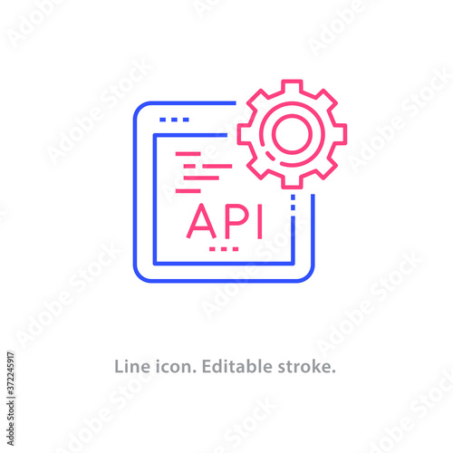Api line icon on white background. Editable stroke.