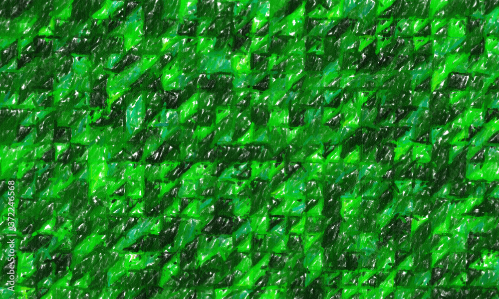 Dark green abstract color pencil background, digitally created.