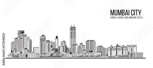 Cityscape Building Abstract Simple shape and modern style art Vector design - Mumbai city  Bombay 