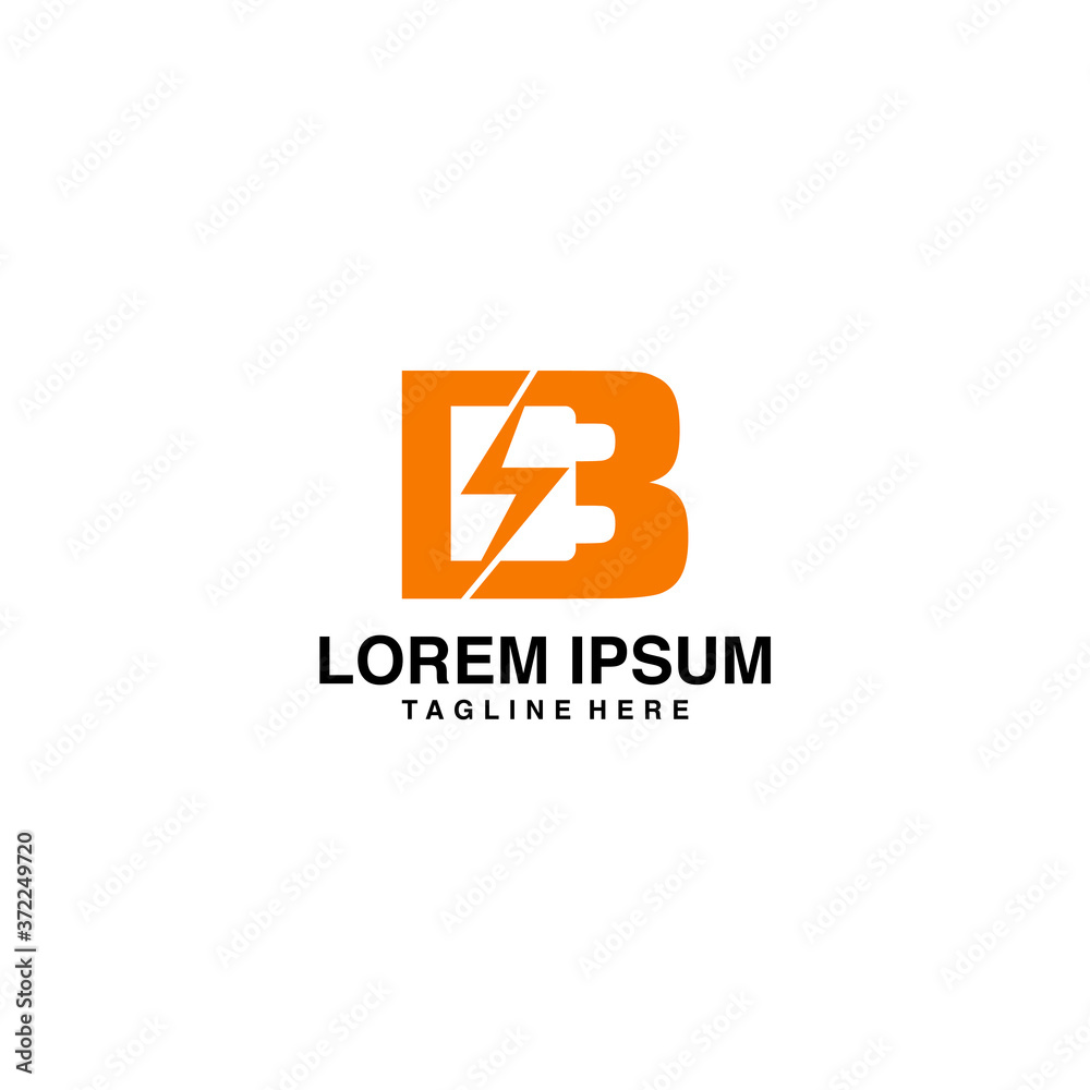 Initials B With Electricity Logo Vector Illustration Icon Initials B With Electricity Logo Vector Illustration Icon