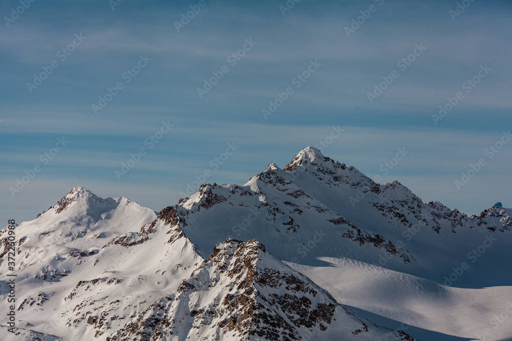 mountain peak in the snow. winter landscape
