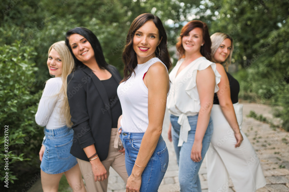 Group of girls friends having good time together Group of girls friends having good time together