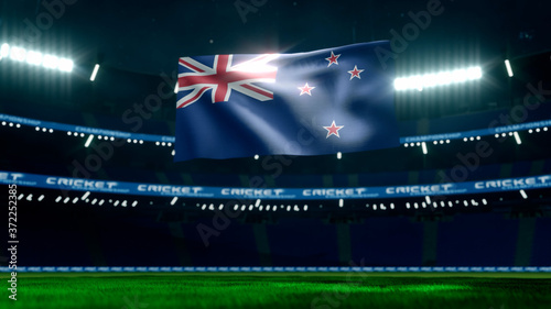 New Zealand flag in cricket stadium © Anna Stakhiv