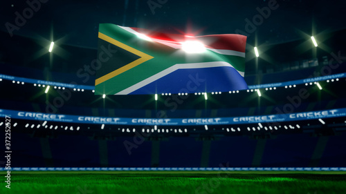 flag South Africa in empty cricket stadium