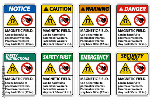 Magnetic field can be harmful to pacemaker wearers.pacemaker wearers.stay back 30cm