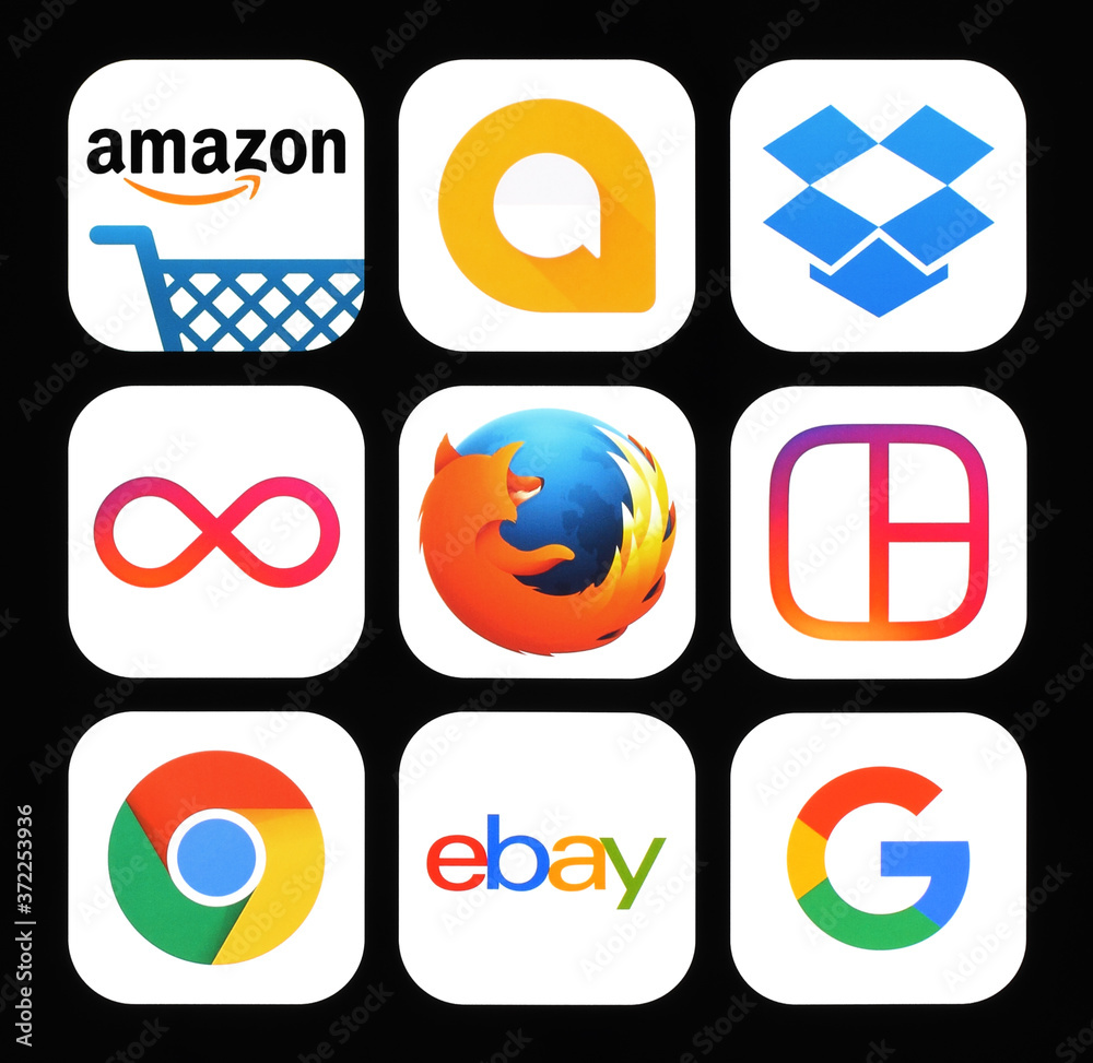Collection of popular social media icons Stock Photo | Adobe Stock