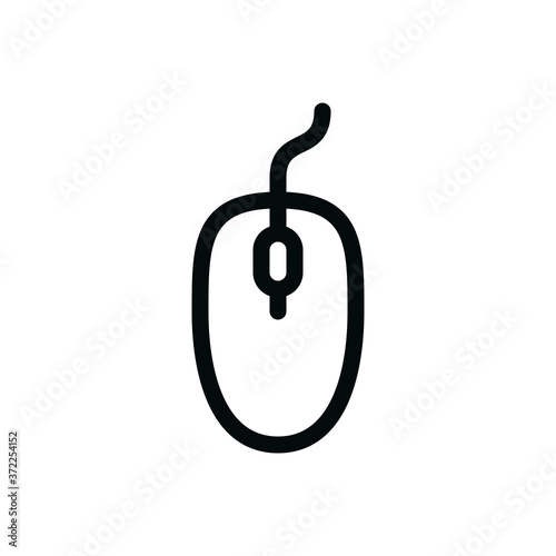 Wired computer mouse isolated icon, optical wired pc mouse outline vector icon with editable stroke
