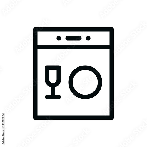 Dishwasher machine isolated icon, automatic dishwasher outline vector icon with editable stroke
