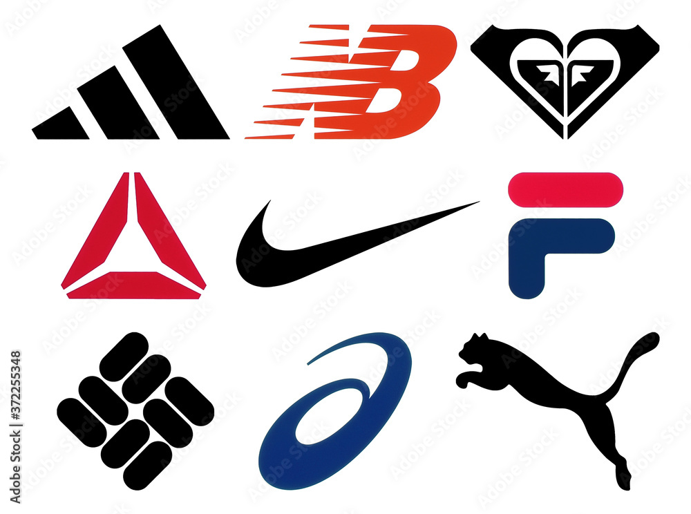 Set of popular sportswear manufactures logos Photos | Adobe Stock