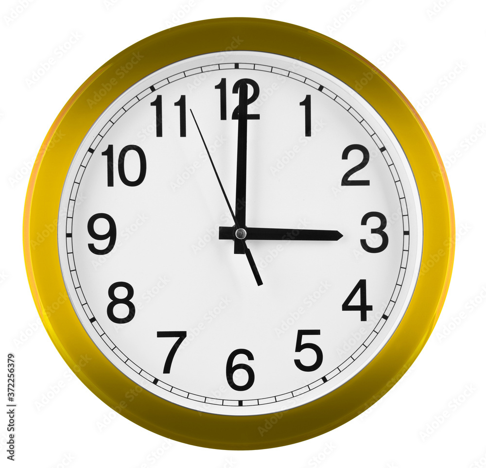 Wall clock isolated on white background. Three oclock Wall clock isolated on white background. Three oclock