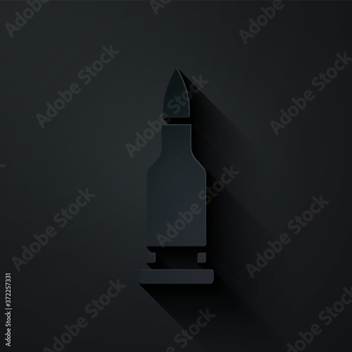 Paper cut Bullet icon isolated on black background. Paper art style. Vector.