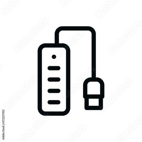 4 ports USB hub isolated icon, cable device external hub outline vector icon with editable stroke