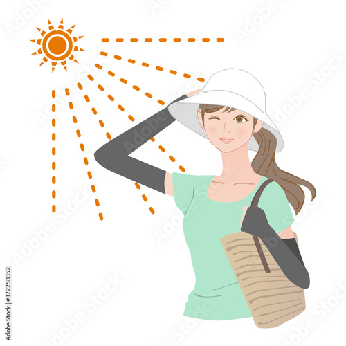 紫外線対策をした女性　01
