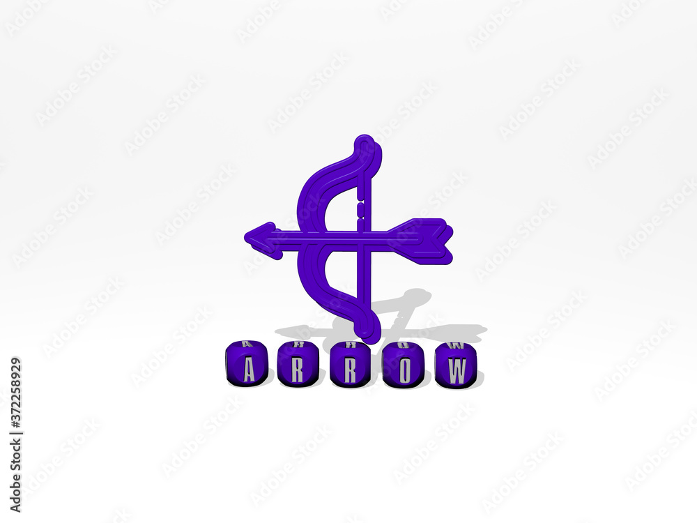 Obraz premium arrow 3D icon over cubic letters, 3D illustration for background and design