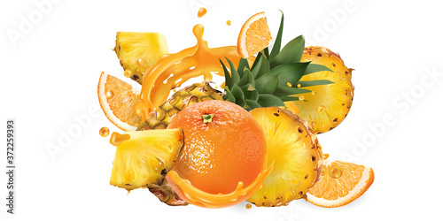 Fresh pineapple and orange and a splash of fruit juice.