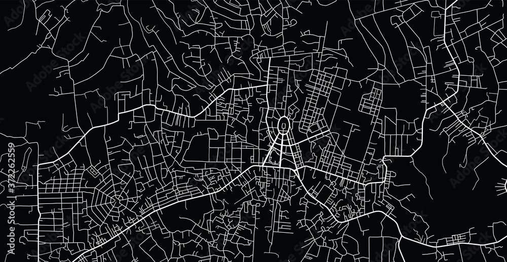 Vector aerial city road map of Bao Loc, Vietnam
