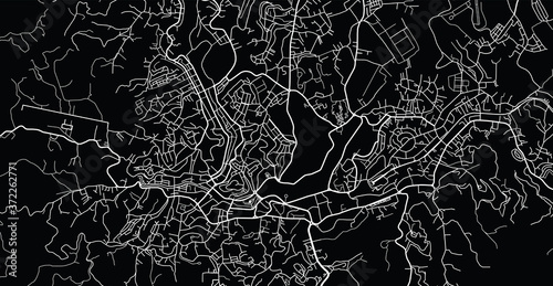 Vector aerial city road map of Da Lat, Vietnam