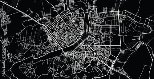 Vector aerial city road map of Hue, Vietnam