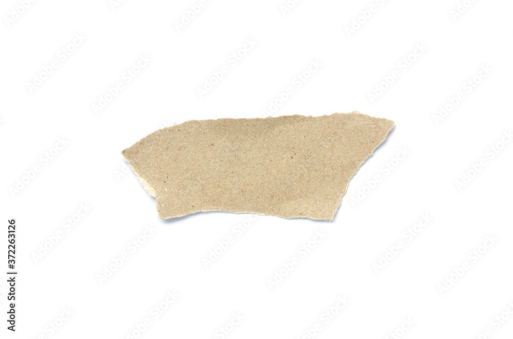 Recycled paper craft stick on a white background. Brown paper torn or ripped pieces of paper isolated on white background. Recycled paper craft stick on a white background. Brown paper torn or ripped pieces of paper isolated on white background.