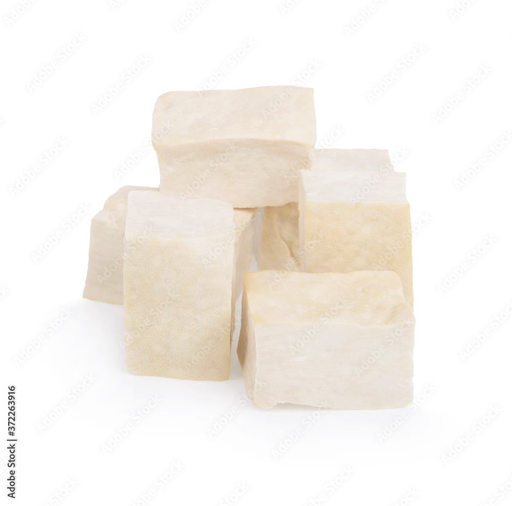 closeup tofu isolated on white background closeup tofu isolated on white background