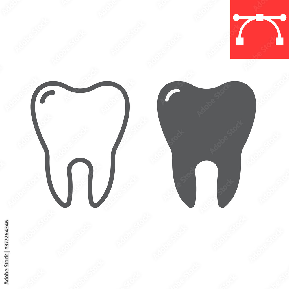 Tooth line and glyph icon, dental and stomatolgy, tooth sign vector graphics, editable stroke linear icon, eps 10. Tooth line and glyph icon, dental and stomatolgy, tooth sign vector graphics, editable stroke linear icon, eps 10.
