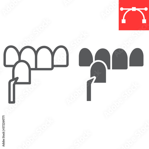 Dental veneer line and glyph icon, teeth and stomatolgy, dental veneers sign vector graphics, editable stroke linear icon, eps 10.