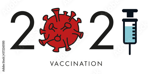 Carte de vœux sur le thème de la lutte contre l’épidémie de COVID-19, avec l’espoir de l’arrivée d’un vaccin pour 2021.