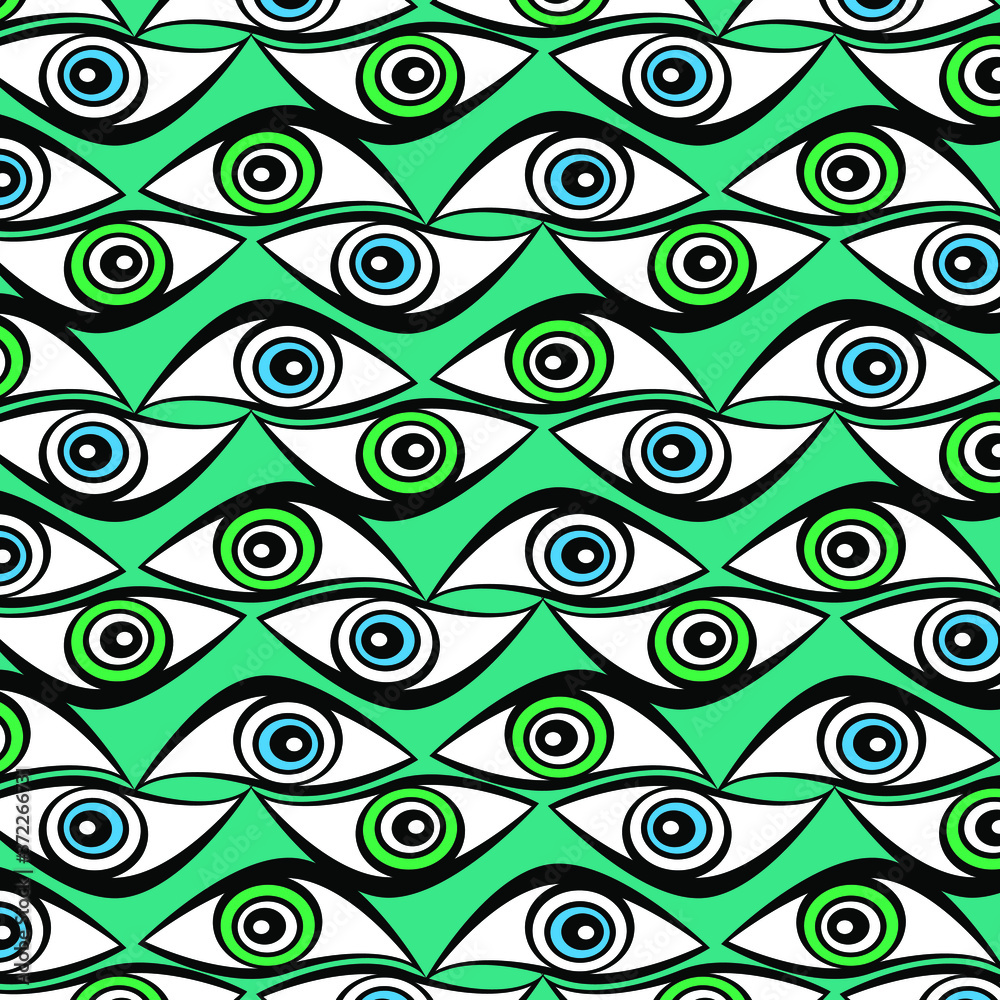 Patter with green and blue eyes on a green background. Wallpaper. Wrapping paper. Print for fabric. View theme.
Patter with green and blue eyes on a green background. Wallpaper. Wrapping paper. Print for fabric. View theme.