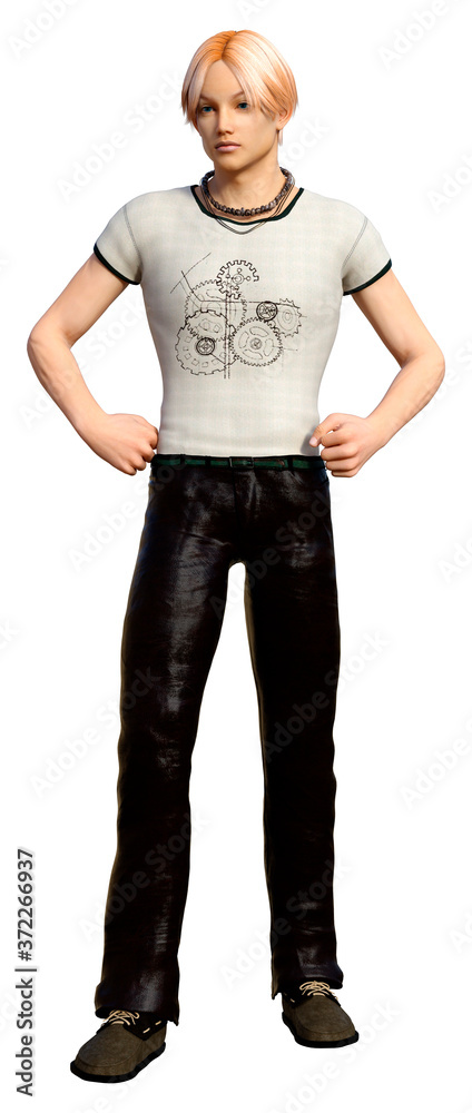 3D Rendering Teenager Boy on White 3D Rendering Teenager Boy on White